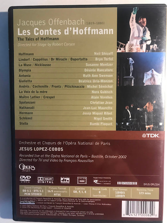 Jacques Offenbach - Neil Shicoff, Bryn Terfel, Ruth Ann Swenson, Désirée Rancatore, Susanne Mentzer, Béatrice Uria-Monzon, Orchestre National De L'Opéra De Paris, Choeur National De L'Opéra De Paris : Les Contes D'Hoffmann (2xDVD-V, NTSC)