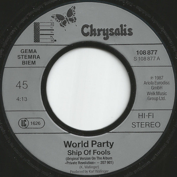 World Party : Ship Of Fools (7", Single)