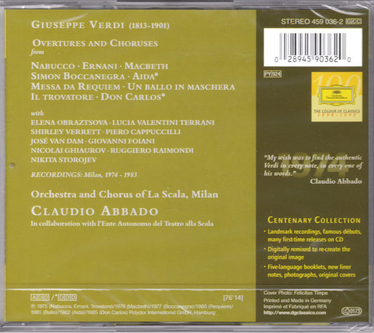 Giuseppe Verdi, Orchestra Del Teatro Alla Scala and Coro Del Teatro Alla Scala, Claudio Abbado : Overtures & Choruses (CD, Comp, RM)