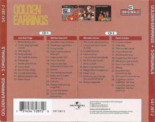 Golden Earring : 3 Originals: Just Earrings / Winter Harvest / Miracle Mirror (2xCD, Album, RM + Comp)