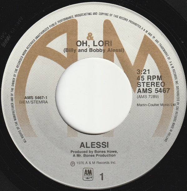 Alessi : Oh, Lori (7", Single)