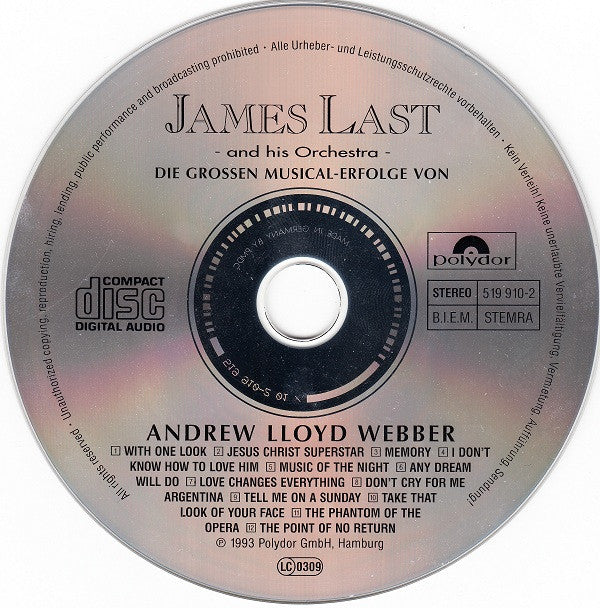 Orchester James Last : Die Grossen Musical-Erfolge Von Andrew Lloyd Webber (CD)