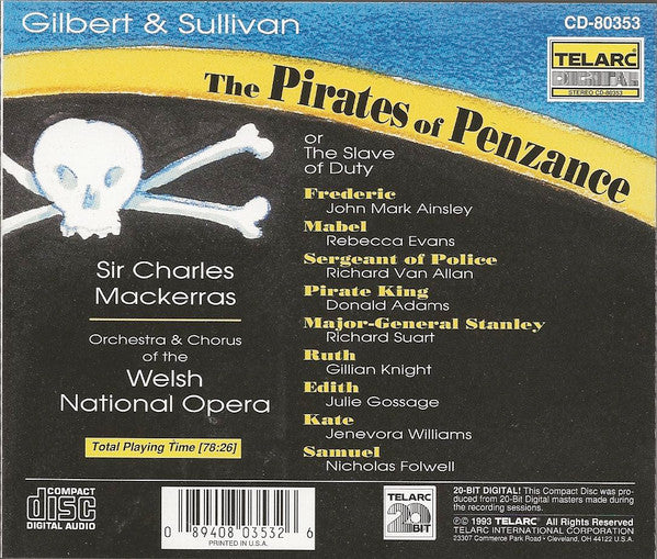Gilbert & Sullivan — Sir Charles Mackerras, The Welsh National Opera Orchestra & Welsh National Opera Chorus : The Pirates Of Penzance (CD)