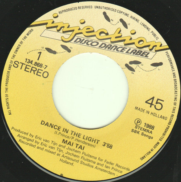 Mai Tai : Dance In The Light (7", Single)