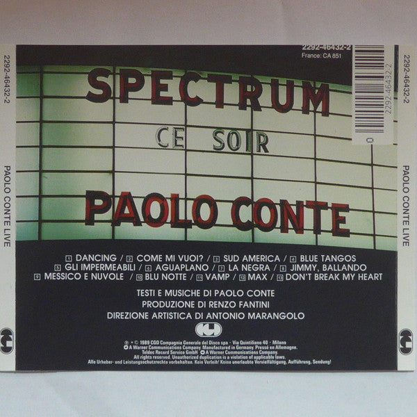 Paolo Conte : Live (CD, Album, RE, WME)