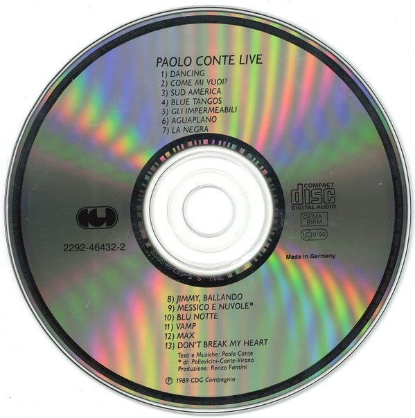 Paolo Conte : Live (CD, Album, RE, WME)