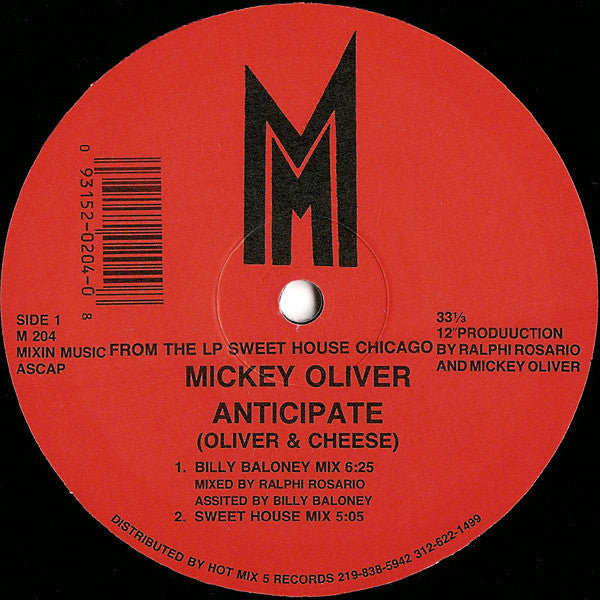 Mickey Oliver : Anticipate (12")