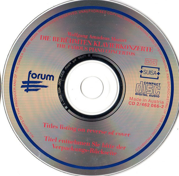 Wolfgang Amadeus Mozart - Mozart Festival Orchestra (2), Alberto Lizzio : Die Berühmten Klavierkonzerte = The Famous Piano Concertos (2xCD, Comp)