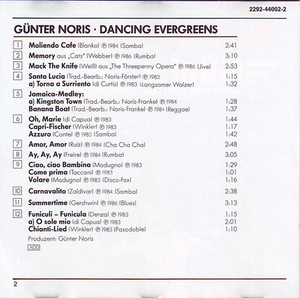 Günter Noris Und Sein Tanzorchester : Dancing Evergreens (CD, Comp)