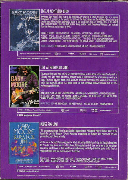 Gary Moore : Live At Montreux 1990 • Live At Montreux 2010 • Blues For Jimi (DVD-V, RE, Multichannel, PAL + DVD-V, RE, Multicha)