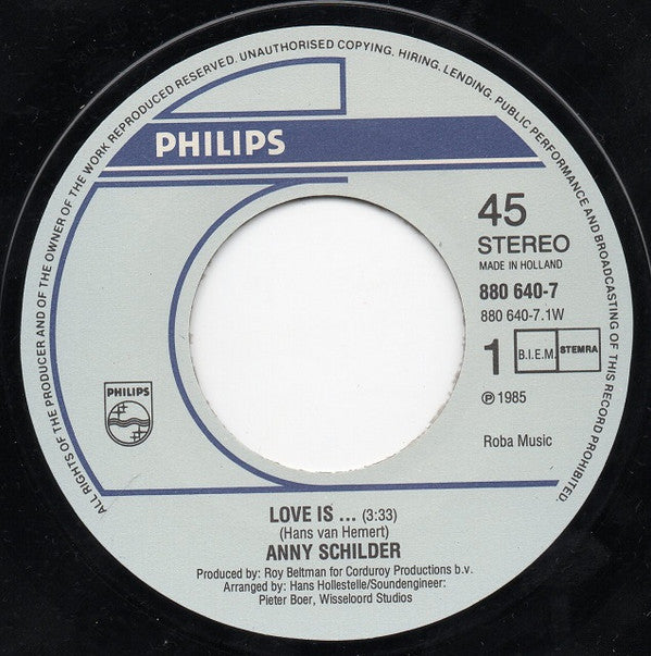 Anny Schilder : Love Is.... (7", Single)
