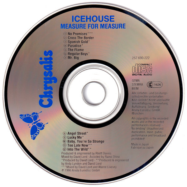 Icehouse : Measure For Measure (CD, Album)