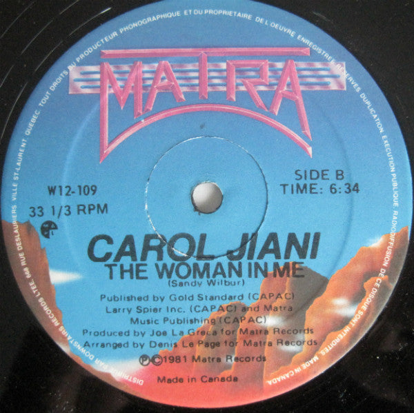 Carol Jiani : Mercy / The Woman In Me (12")