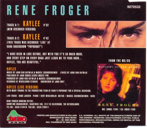 René Froger : Kaylee (CD, Single)