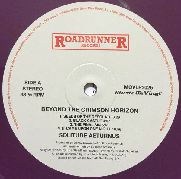 Solitude Aeturnus : Beyond The Crimson Horizon (LP, Album, Ltd, Num, RE, Pur)