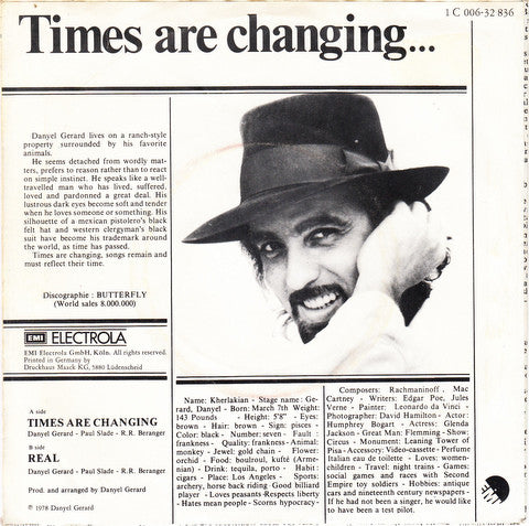 Danyel Gérard : Times Are Changing (7", Single)