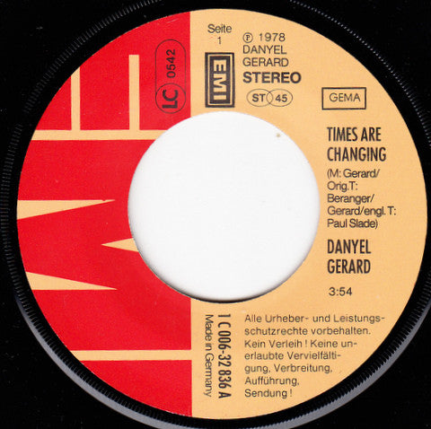 Danyel Gérard : Times Are Changing (7", Single)