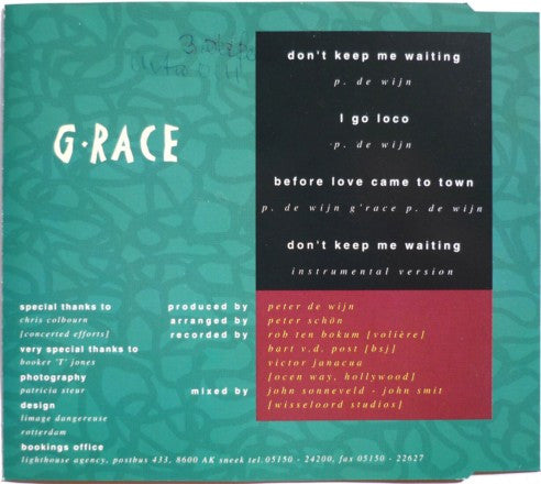 G'race Featuring Booker T. Jones : Don't Keep Me Waiting (CD, Single)