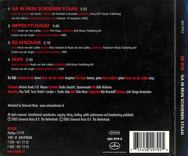 De Dijk : Ga In Mijn Schoenen Staan (CD, Maxi, Ltd)