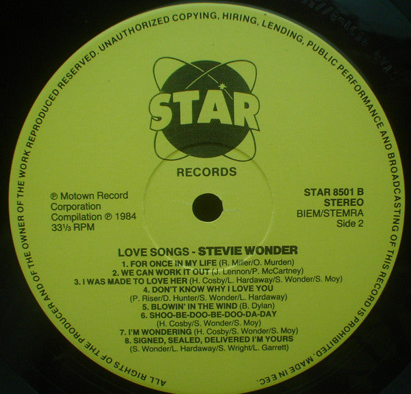 Stevie Wonder : Love Songs (LP, Comp, Gre)