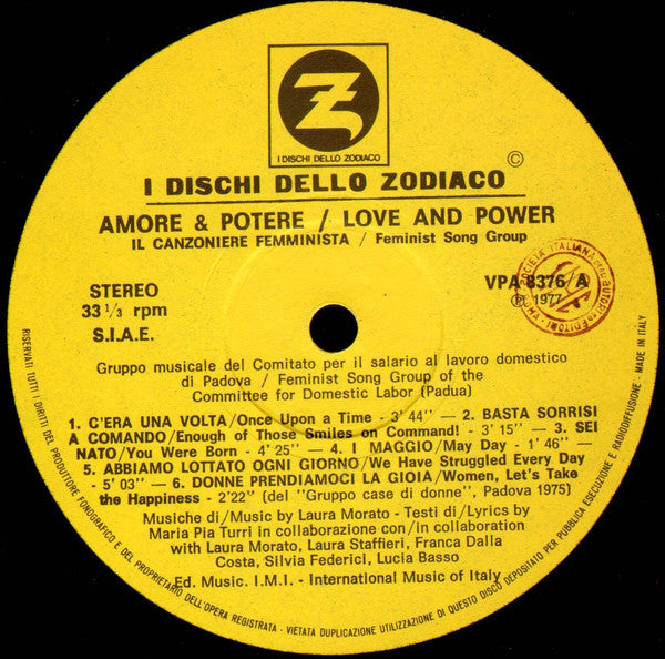 Il Canzoniere Femminista : Amore E Potere (LP, Album)