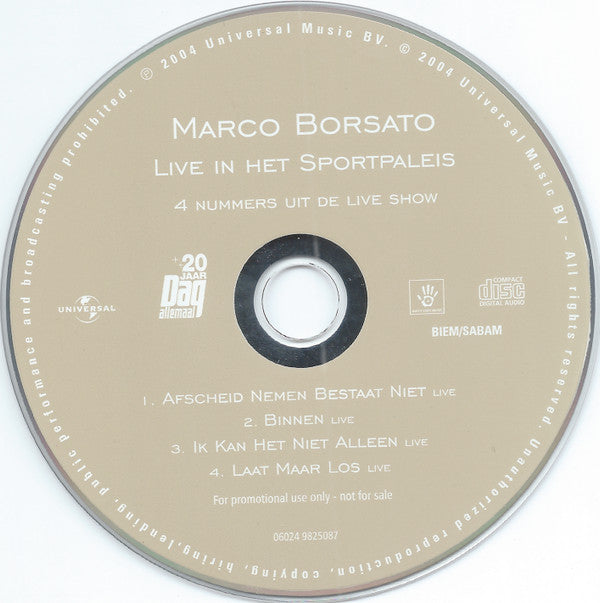 Marco Borsato : Zien - Live In Het Sportpaleis 2004 (CD, Promo, Smplr)