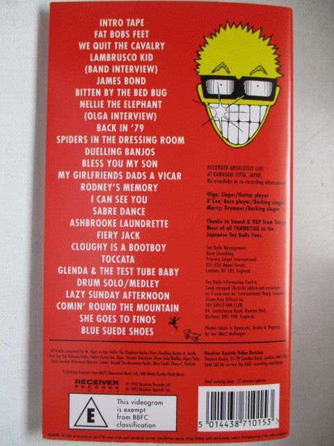 Toy Dolls : Live In Japan (VHS, PAL)