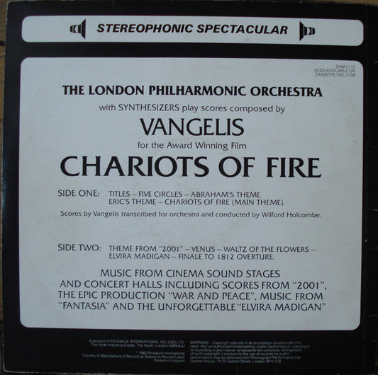 London Philharmonic Orchestra : Chariots Of Fire (And Other Award Winning Scores From The Cinema Sound Stages And Concert Halls) (LP, Album, Comp)