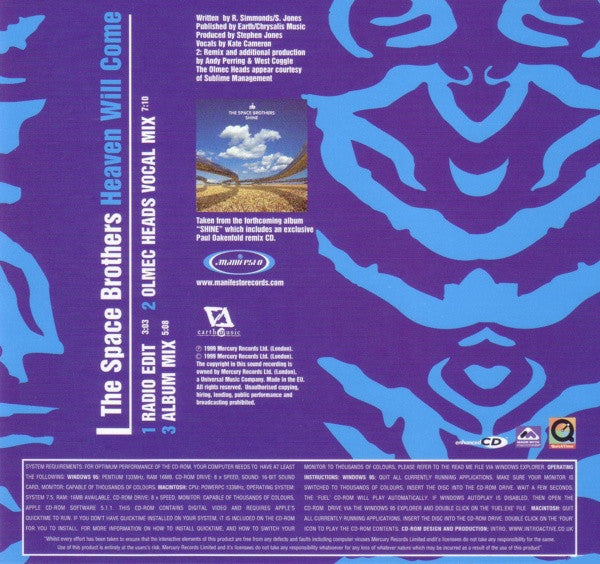 The Space Brothers : Heaven Will Come (CD, Single, Enh)