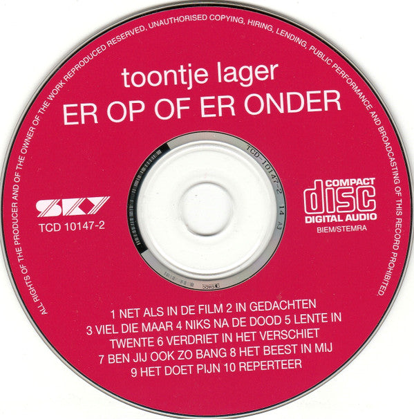 Toontje Lager : Er Op Of Er Onder (CD, Album, RE)