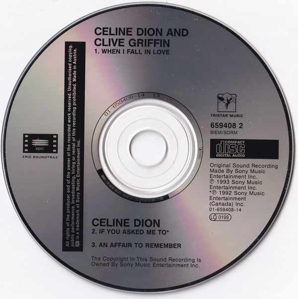 Céline Dion & Clive Griffin : When I Fall In Love (CD, Maxi)