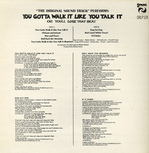 The Original Sound Track : You Gotta Walk It Like You Talk It (Or You'll Lose That Beat) (LP, Album)