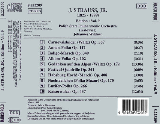 Johann Strauss Jr., Orkiestra Symfoniczna Filharmonii Śląskiej, Johannes Wildner : J. Strauss, Jr.:  Edition • Vol. 9 (CD, Album)