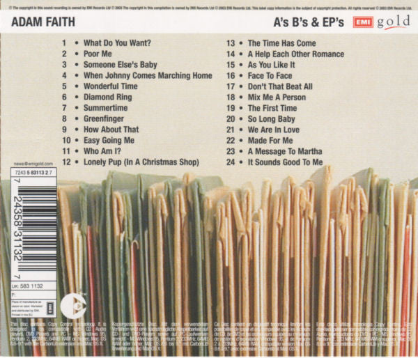 Adam Faith : A's B's & EP's (CD, Comp)