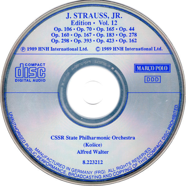Johann Strauss Jr., Slovak Philharmonic Orchestra, Alfred Walter : J. Strauss, Jr.:  Edition • Vol. 12 (CD, Album)