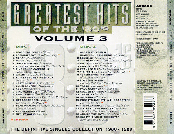 Various : Greatest Hits Of The '80's Volume 3 - The Definitive Singles Collection 1980 - 1989 (2xCD, Comp)