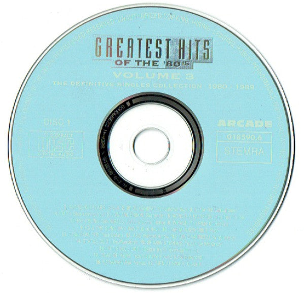 Various : Greatest Hits Of The '80's Volume 3 - The Definitive Singles Collection 1980 - 1989 (2xCD, Comp)