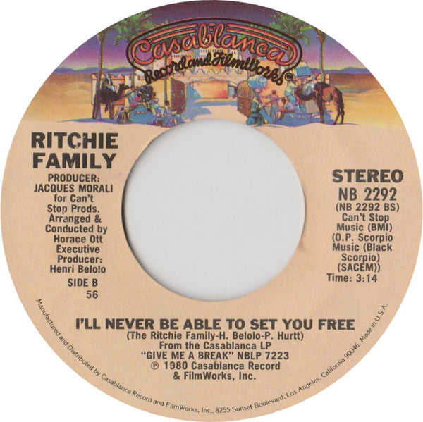 The Ritchie Family : All My Love (7", Single, Styrene, 56 )