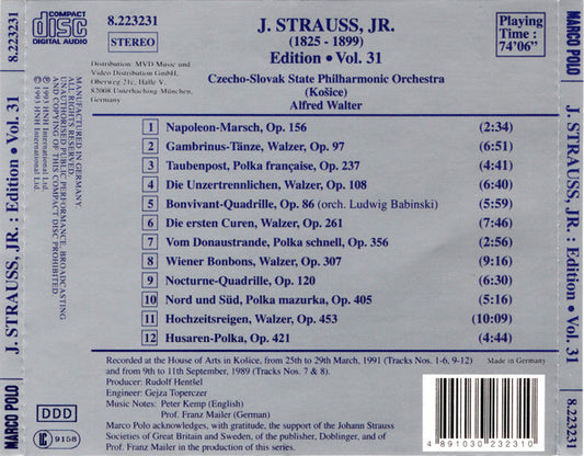 Johann Strauss Jr., Slovak State Philharmonic Orchestra, Košice, Alfred Walter : J. Strauss, Jr.:  Edition • Vol. 31 (CD, Album)