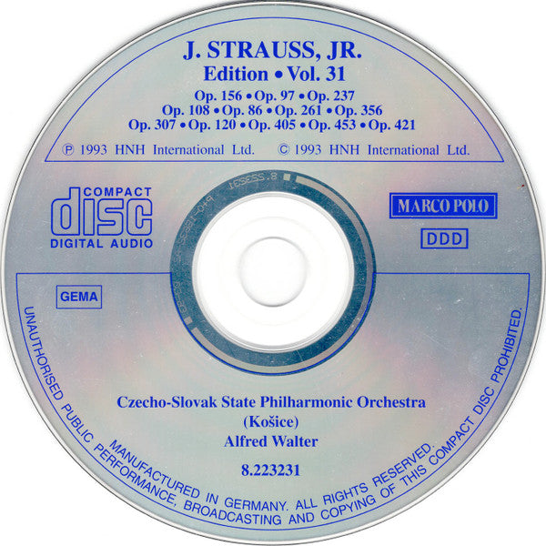 Johann Strauss Jr., Slovak State Philharmonic Orchestra, Košice, Alfred Walter : J. Strauss, Jr.:  Edition • Vol. 31 (CD, Album)
