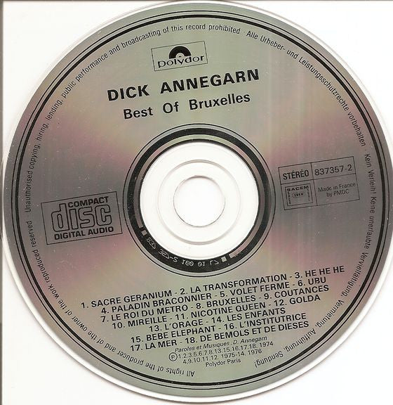 Dick Annegarn : Best Of Bruxelles (CD, Comp)