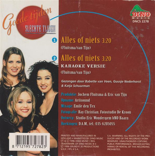 Linda, Roos & Jessica : Alles Of Niets (CD, Single)