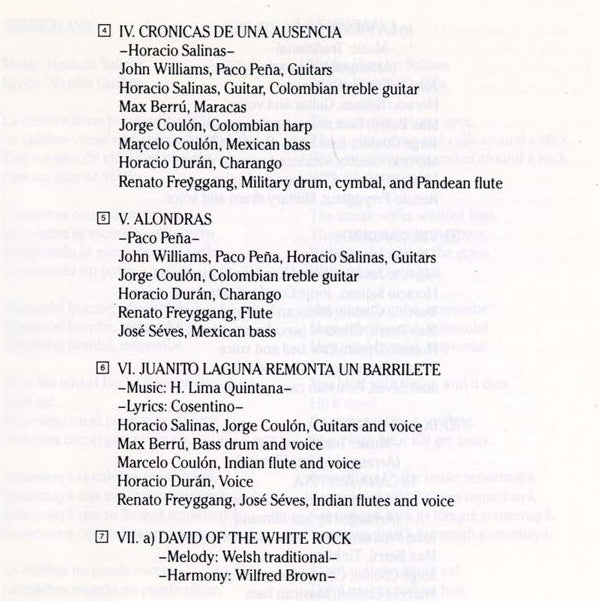 Inti Illimani With John Williams (7) & Paco Peña : Leyenda (CD, Album)