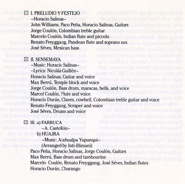 Inti Illimani With John Williams (7) & Paco Peña : Leyenda (CD, Album)