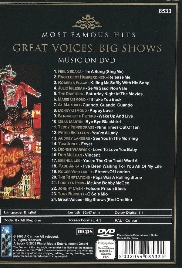 Various : Great Voices Big Shows (DVD-V, PAL)