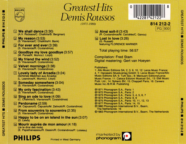 Demis Roussos : Greatest Hits (CD, Comp, RE)