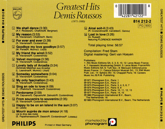 Demis Roussos : Greatest Hits (CD, Comp, RE)