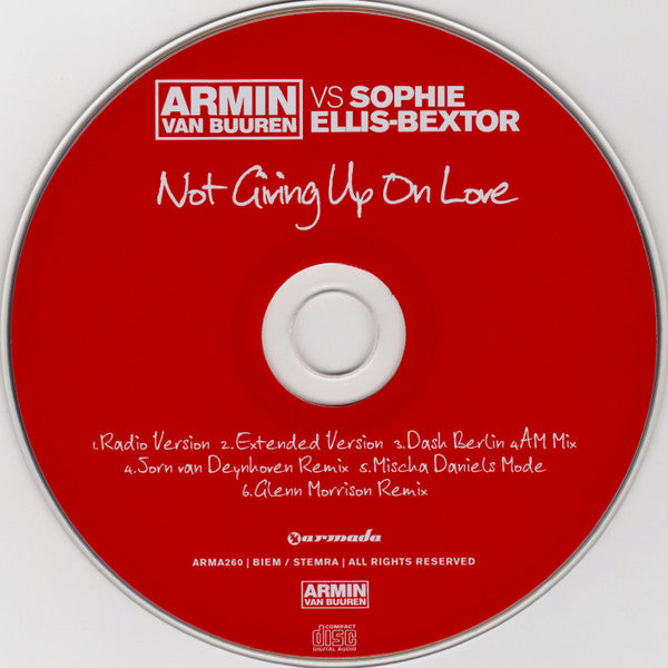 Armin van Buuren vs Sophie Ellis-Bextor : Not Giving Up On Love (CD, Maxi)