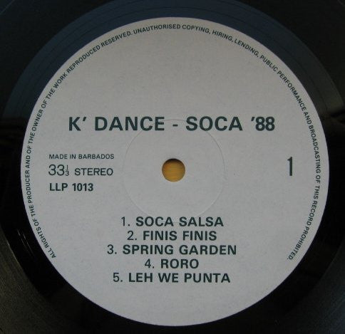 Various : K' Dance - Soca '88 (LP, Comp)
