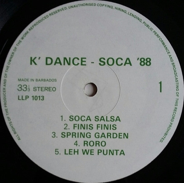 Various : K' Dance - Soca '88 (LP, Comp)